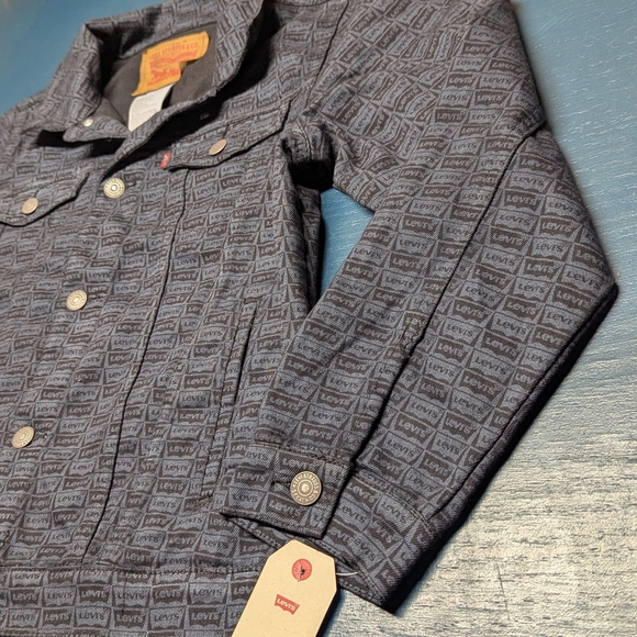 Levi Boys Medium Kids Blue Denim Jean  Jacket 10-12yrs All Over Print - Picture 5 of 9